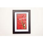 Framed Crystal Wall Art - Melody Saxophone, Black Frame, Amber Crystal 40x30x3.2cm