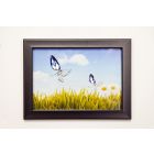 Framed Crystal Wall Art - Nature Butterflies, Black Frame Blue, Purple Crystal 40x30x3.2cm