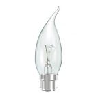 General Electric 25w 240v BC B22 Clear Flame Bent Tip Candle