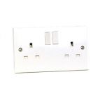 13A 2-Gang Switched Double Socket, White Finish (02019)