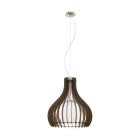 Eglo 96217 TINDORI Satin Nickel Brown Wood Single Pendant Light, E27