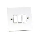 Light Switch White Rocker Standard Square 3 Gang 10 AMP 2 way