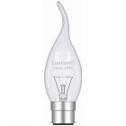 Luxram 40W 240V BC B22 Bent Tip Candle Flared Candelux Clear