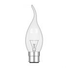 Luxram 60W 240V BC B22 Flared Flame Bent Tip Candelux Candle Clear