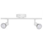Luna Twin Spot Light GU10, White Ceiling Fitting with Philips 5W (65W) Warm White 2700K LED Bulbs