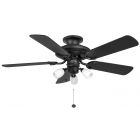 Fantasia 110996 Mayfair Combi Matt Black Ceiling Fan with Amorie Light