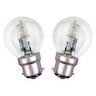 2x Halogen Round Golf Ball 46W = 56W 230V BC B22 Energy Saver, Warm White, Dimmable