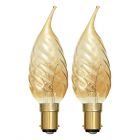 BELL 00897 - 40W 240V SBC B15 Twisted Bent Tip Candelux Gold Candle Twin Pack