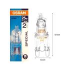Osram 66725 25W 230V Halopin Oven Halogen G9 Capsule