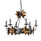 Flambeau FB/SIMONE6 Simone 6Lt Chandelier Distressed Silver & Gold
