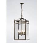 Diyas IL31113 Aston Antique Brass/Glass 4 Light Pendant Light