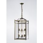 Diyas IL31114 Aston Antique Brass/Glass 6 Light Pendant Light