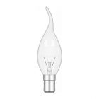 60W 240V SBC B15 Clear Flared Flame Bent Tip Candelux Candle