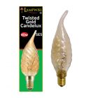 40W 240V SES E14 Twisted Gold Flame Bent Tip Candelux