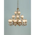 Interiors 1900 UL1PBSH-UL1P21B New Classics Oksana Antique Brass 21Lt Pendant & Beige Shades