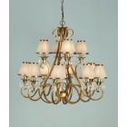 Interiors 1900 UL1PBSH-UL1P12B New Classics Oksana Antique Brass 12Lt Pendant & Beige Shades