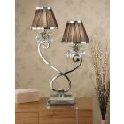 Interiors 1900 UL1TNSHC-UL1T2N New Classics Oksana Nickel Twin Table Lamp & Chocolate Shades