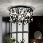 Diyas IL50385 Class Polished Chrome/Black Glass/Crystal 20 Light Round Ceiling Light