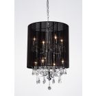 Diyas IL30068 Ella Polished Chrome/Crystal 8 Light Pendant Light With Black Shade
