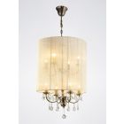 Diyas IL30069 Ella Antique Brass/Crystal 8 Light Pendant Light With Ivory Cream Shade