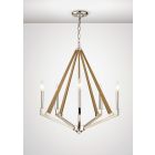 Diyas IL31682 Hilton Polished Nickel/Taupe Wood 5 Light E14 Pentagonal Pendant Light