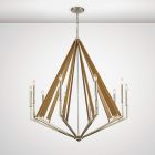 Diyas IL31683 Hilton Polished Nickel/Taupe Wood 10 Light E14 Decagonal Pendant Light