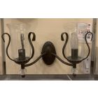 EGLO Bronze Traditional Double wall light with seeded clear glass shades