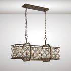 Diyas IL31697 Indie Mocha/Teak Plated Crystal 6 Light E14 Rectangle Pendant Light