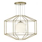 Dar Lighting IZMIR 1LT PEND HEXAGONAL GOLD EFFECT OPAL GLASS