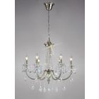 Diyas IL32086 Leana Satin Nickel/Crystal 6 Light Pendant Light