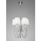Mantra M4632 Loewe Slim Pendant 5 Light E14, Polished Chrome With White Shades