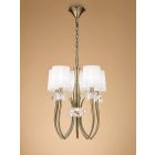 Mantra M4632AB Loewe Slim Pendant 5 Light E27, Antique Brass With Cream Shades