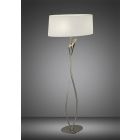 Mantra M3709 Lua Floor Lamp 2 Light E27, Satin Nickel With White Shade