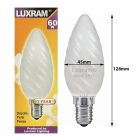Luxram 60W 240V SES E14 45mm Twisted Pearl Large Candle