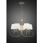 Mantra M1641FG Mara Pendant 5 Light E14, French Gold With Ivory White Shades