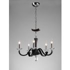 Diyas IL31035 Nardini Polished Chrome/Black Faux Leather/Crystal 5 Light Pendant Light