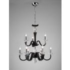 Diyas IL31039 Nardini Polished Chrome/Black Faux Leather/Crystal 9 Light Pendant 2 Tier Light