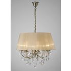 Diyas IL30057/SB Olivia Antique Brass/Crystal 8 Light Pendant Light With Soft Bronze Shade