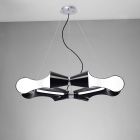 Mantra M1551 Ora Pendant 8 Flat Round Light E27, Gloss Black/White Acrylic/Polished Chrome