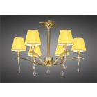 Mantra M0344PB Siena Semi Ceiling Round 6 Light E14, Polished Brass With Amber Cream Shades And Clear Crystal