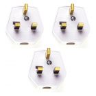 3x 13A Plug White Fused 13A (USED) (TESTED)