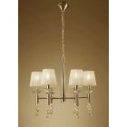 Mantra M3851FG Tiffany Pendant 6+6 Light E14, French Gold With Cream Shades & Clear Crystal