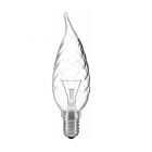 40W 240V SES/E14 Bent Tip Flared Candelux Twisted Clear Candle