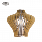 Eglo 95256 COSSANO 2 Satin Nickel Maple Wood Single Pendant Light, E27