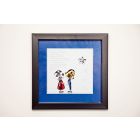 Framed Crystal Wall Art - Emotion Boy And Girl, Black Frame, Amber, Blue, Clear, Red Crystal 40x40x3.2cm