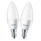 2x Philips 5.5W = 40W SES/E14 LED Candle EyeComfort Warm White 2700K (non-dim)